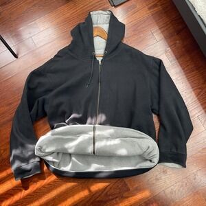 Vintage Y2K Thermal Lined Hoodie Men's 2XL Black Footaction Reversible Workwear